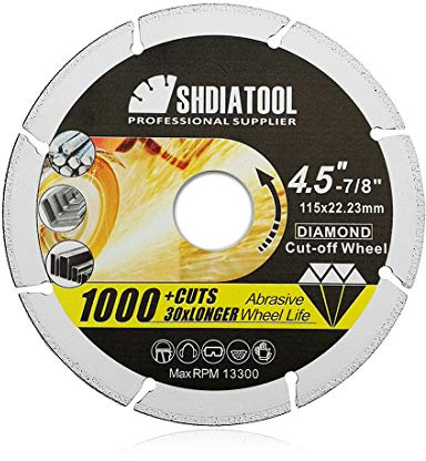 SHDIATOOL Disco diamantato da taglio in metallo da 115 mm per tubi in acciaio, ferro e tondo per cemento armato, in acciaio brasato a vuoto
