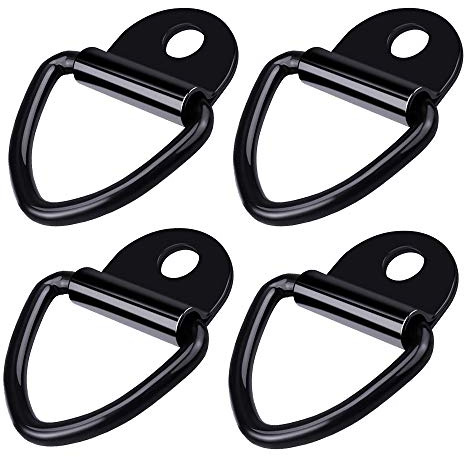 Generic Pack de 4 Anillos de pestañas, Anillo de Montaje en D, Gancho de Acero Inoxidable Resistente, para remolques, Camiones, Boat Rope, Negro