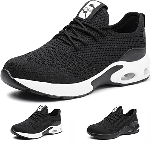 Gainsera Chaussures de Sécurité Hommes Chaussure de Securite Femmes Légère et Confortable Chaussures de Travail Homme Basket de Securite Noir 41EU 255