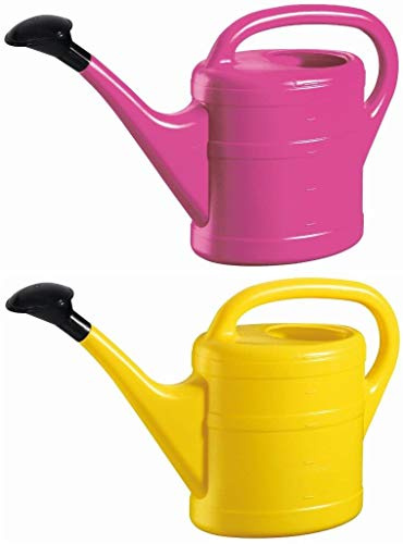 2X Gießkanne 5L PINK + GELB + 1x KÜHLSCHRANKMAGNET! Gießkannen Kunststoff für groß & klein, Garten & Zimmerpflanzen Gieskanne Gieskannen Giesskanne 5 Liter Watering Can Kinder Zimmergießkanne
