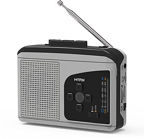 MYPIN Tragbarer Kassetten Konverter Recorder, Kassettenspieler, AM/FM-Radio, Stereo, mit Lautsprecher und Kopfhöreranschluss, unterstützt Aufnahme, schnelles Vor- und Zurückspulen