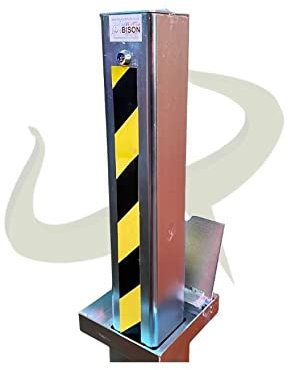 Bison Products Ultimate Ramco Security Post/Parking Bollard Auto Locking Heavy Duty with Boxed Lid,Silver