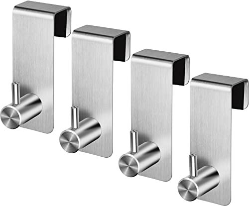 BLUESEABUY 4 Pezzi Ganci Porta Gancio Sopraporta in Acciaio Inox Appendino da Porta Ganci Appendiabiti da Porta per Porta Guardaroba e Mobili Bagno Senza Forare