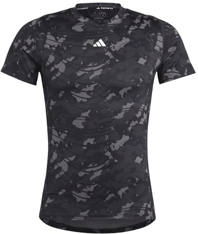 adidas Herren Techfit Allover Print Training Tee, Black/Black, XL