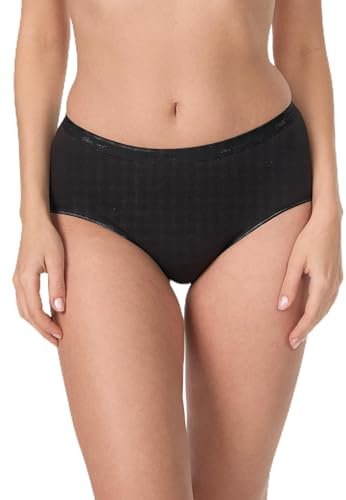 Nur Die Hüftslip aus GOTS Bio-Baumwolle Maxislip Highwaist Unterwäsche Unterhosen Basic Stetch Damen, schwarz, L