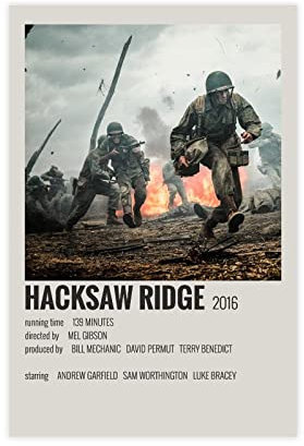 HDTS Movie Hacksaw Ridge Vintage Poster Canvas Poster Wall Art Decor Print Picture Paintings for Living Room Bedroom Decoration Unframe: 20x30inch(50x75cm)