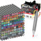 GC QUILL Pennarelli ad alcool con punta a pennello - 121 colori markers con pennello e scalpello a doppia punta per bambini, artisti, adulti, schizzi da colorare, illustrazione GC-MK121