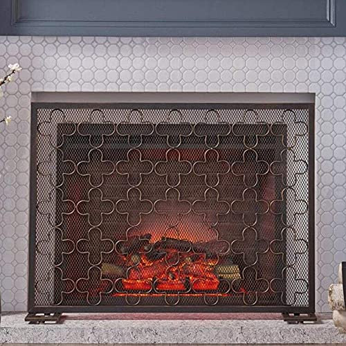 Antiker Kupfer/Schwarzer Kaminschirm mit Beinen, einteiliger Feuerschutz aus Eisen für den Innen- und Außenbereich (Farbe: Antikes Kupfer) Decoration