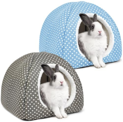 Tierecare 2 Stück Kaninchenversteck Großes Hasenbett Waschbar Kaninchenhaus und Versteck Fleece Meerschweinchen Versteck Hütte für Innenhasen Kleintiere Versteck
