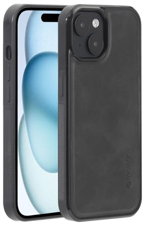 Molzar GripBig Series for iPhone 15 Case, Built-in Metal Plate for Magnetic Mount, Works with Qi-certified Chargers, Compatible with iPhone 15, Black/Black
