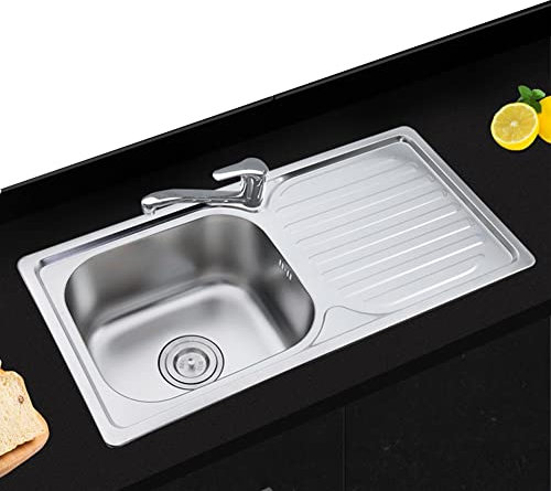 Spüle aus Edelstahl 304 mit Abtropffläche, Einbauwaschbecken für die Küchenspüle mit Einer Schüssel, für die Toilette in der Küche (Farbe: Right-Kit A, Größe: 71,6 x 37,5 cm)