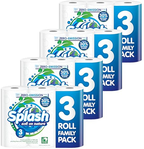 Super Strong 3pack Splash Soft on Nature XL Rolls, 3PLY Eco Friendly Jumbo Kitchen Towel Paper (30)