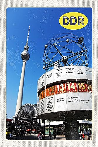 AGDeko® Blechschild 18x12 cm Berlin Alexanderplatz Weltzeituhr zum Aufhängen oder Stellen Raum Dekoration