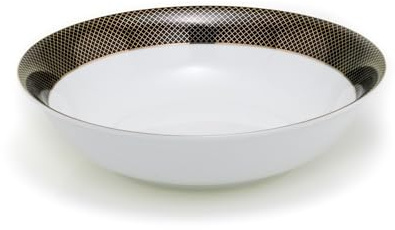 Evviva Company Saladier en porcelaine 23 cm, couleur blanc/noir/or, design moderne, durable et lavable au lave-vaisselle