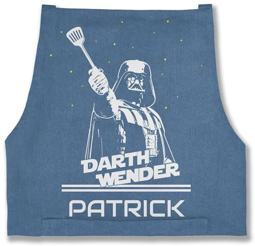 Geschenk mit Namen personalisiert by Shirtracer - Schürze - Grillschürze Herren - Darth Wender mit Name I Geschenk Männer Grill Geschenke