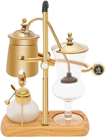 Estabeter Belgisch Family Balance Siphon Kaffeemaschine set, 400ml Siphon Kaffeemaschine Set Vintage, Vakuum 4 Personen Kaffeebereiter für Kaffee und Tee Vintage Design | Gold | 23,5 x 12 x 38 cm |