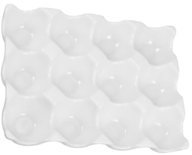 Gatuida Portauova in Ceramica 12 Scomparti, Vassoio Per Uova Da Frigorifero Bianco Classico, Contenitore Per La Conservazione Sicura e Salvaspazio Adatto a Uova Di Gallina Standard