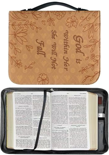 QARIDO Buchhülle aus PU-Leder, Bibelhülle, Tragbare Büchertasche mit Griff, Tragbare PU-Leder-Handbuch-Schutzhülle für Gläubige, Vatertagsgeschenk, Leseliebhaber
