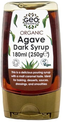Geo Organics Dark Agave Syrup 250g (Pack of 3) | Organic Natural Sweetener for Dishes & Beverages | Mild Flavor | No Additives or Preservatives | Healthier Alternative to Traditional Sweeteners