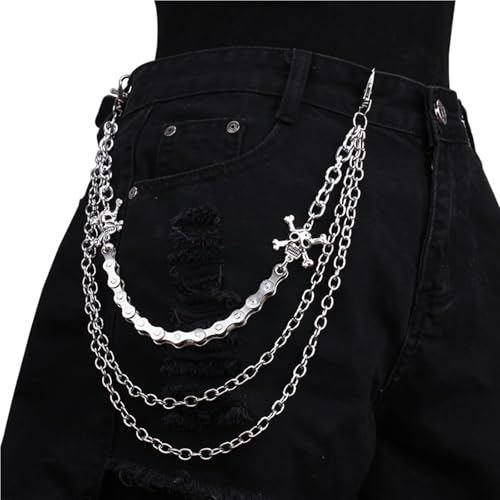 Lilbitty Hosenkette Herren, Punk Jeans Ketten und Gürtel Kette, Schlüsselanhänger Karabiner, Schlüsselkette aus Edelstahl, Hosen Ketten für Männer