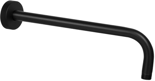 Bras de Douche Avec Bride, Fabriqué en Acier Inoxydable 304, Rallonge de Pommeau de Douche de 38 cm, Bras de Tuyau D'extension, Montage Mural Pour Pommeau de Douche Fixe de Salle de Bain (Noir Mat)