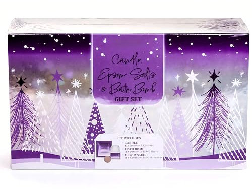 SGM Salts, Candle, Bath Bomb Set - Jasmine & Coconut | 3pc Bath Gift Set with Relaxing Candle, Bath Bomb, Epsom Salts | Vegan-Friendly Smellies for Ultimate Relaxation - ELY1202