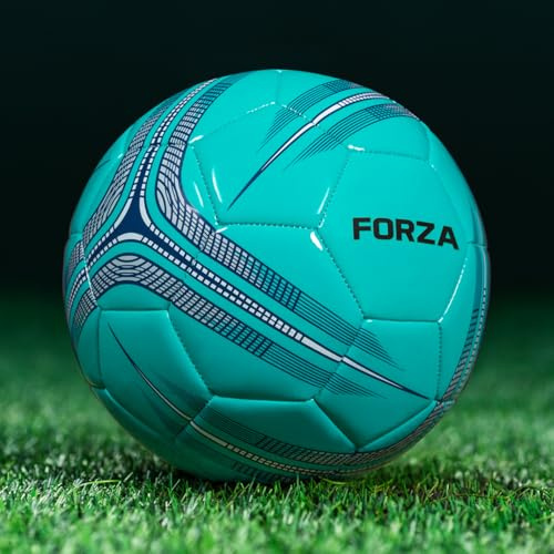FORZA Trainingsfußball [Größe 1–5] | Langlebige Trainingsfußbälle für Junioren und Senioren – mehrere Farboptionen und Packungsgrößen (1 Stück, Türkis, Größe 4 (Junior))