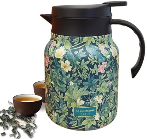 Da Caffè Isolata, Per Liquidi Caldi, In Acciaio Floreale Vintage | Teiere Isolate, con Infusore di Tè per Famiglie, Amiche, Casa