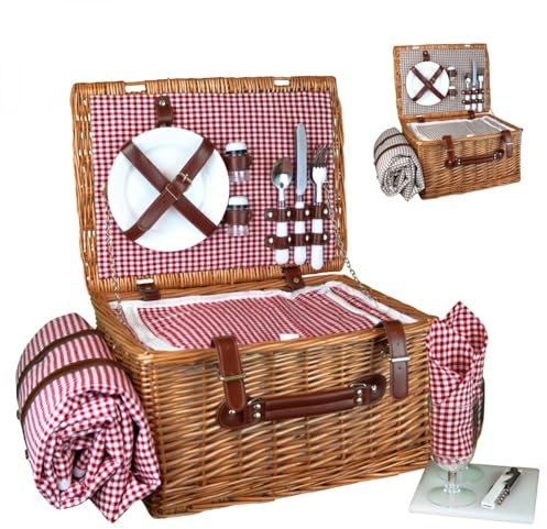 Linxor - Panier de Pique-Nique Isotherme avec Nappe et Accessoires - 2 Personnes - Plusieurs Coloris