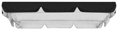 Toldo de repuesto para silla de columpio de 3 plazas, impermeable, resistente al viento, 210D, a prueba de rasgaduras, 195 cm x 125 cm (negro)