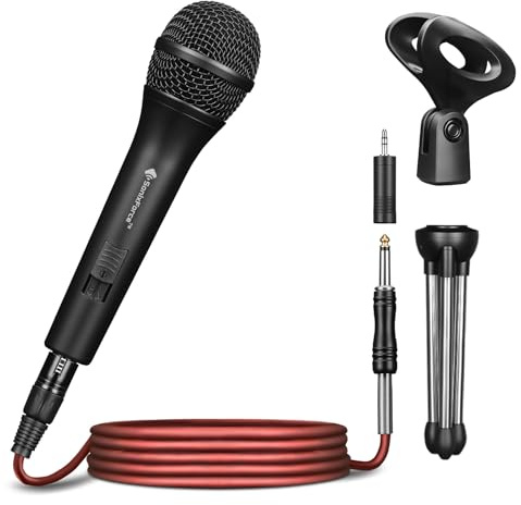 SonixForce Professional Dynamic Microphone for Singing Karaoke Microphone with 16ft XLR to 1/4'' Audio Cable, Vocal Handheld Mic for Podcast Mixer Amplifier PA System