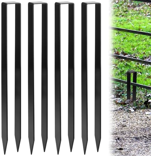 QWORK® 4 Stück Bodenanker für Rosenbogen Set, 30 x 2,9 x 2,1 cm U-förmige Rosenbogen Metall, Erdspieße, für Gärten, Rasenflächen