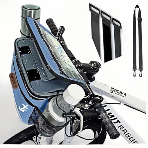 Sacoche de guidon vélo, 5L sac isotherme, sac à lunch, sac isotherme, sacoche de vélo avant, panier de vélo, support pour téléphone portable étanche, sacoche de guidon avec écran tactile et