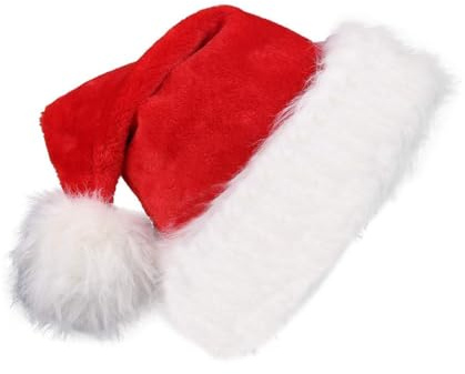 VEYLIN Kleine Weihnachtsmütze (28x38cm) - Rote Nikolausmütze mit Weißem Rand & Wärme Innenfutter | Weihnachtsmann Mütze für Damen/Herren