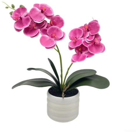 Elegante Orchidee aus Seide in Dekovase für zeitlose Innendekoration (lila)