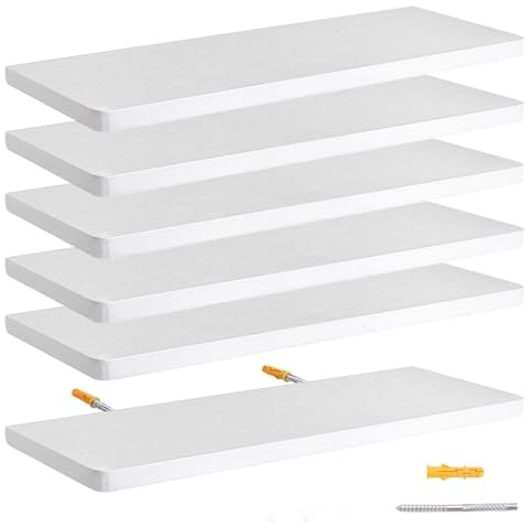 MIAOLIAN 6-Tier Floating Shelves,Maximum load Capacity: 10 KJ,White Display Cabinets,Book/Corner/Bathroom/Kitchen/Bedroom Shelves For Wall,Modern Kids Bookshelf,Living Room,Office Storage