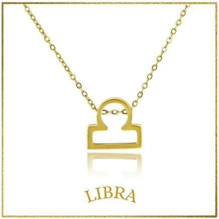 Lunarié 18K Gold Plated Stainless Steel Zodiac Necklace with Gift Box Dainty Horoscope Sign Pendant Jewelry for Women & Men, Birthday, Anniversary, Christmas, Graduation, or Mother’s Day Gift