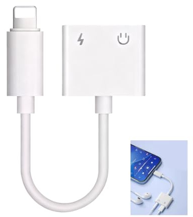 Wvxilyr 3,5 mm Adaptador de Auriculares a Jack, 2 en 1 Adaptador con Puerto de Carga,Audio Splitter Adapter para con Puerto de Carga para 14/13/12/11/XS/X/8, Escucha Música y Carga Simultáneamente