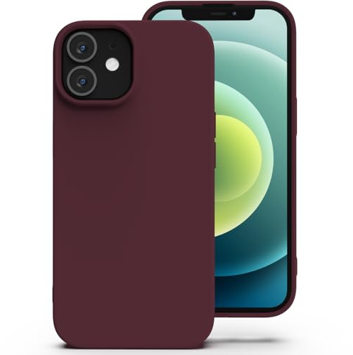 Zuvirelx Silikon Handyhülle für iPhone 12/12 Pro Hülle, Dünne, Weiches Griff, Minimalistisch, Stoßfest, rutschfest, Taschenpassend - Burgunderrot