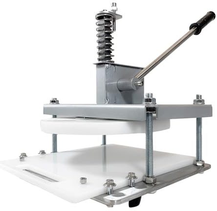 Máquina manual de prensa de masa de pizza con grosor ajustable y mango extendido para una fácil preparación de pasteles y pasteles de carne en cocinas comerciales y domésticas