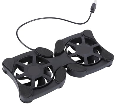 Support de Refroidissement Pliable pour USB Ordinateur Portable | Deux Ventilateurs 70mm Dc 5v, Abs Noir, Quatre Patins Antidérapants, Faible Consommation