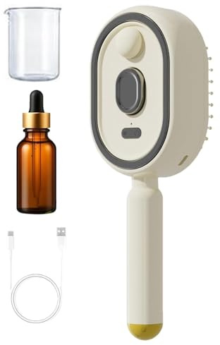 Ånghårplattningsborste – uppladdningsbar utredningskam med oljetank och dispenser, anti-frizz-stylingverktyg | varm ånga plattborste för lockigt hår, tjock