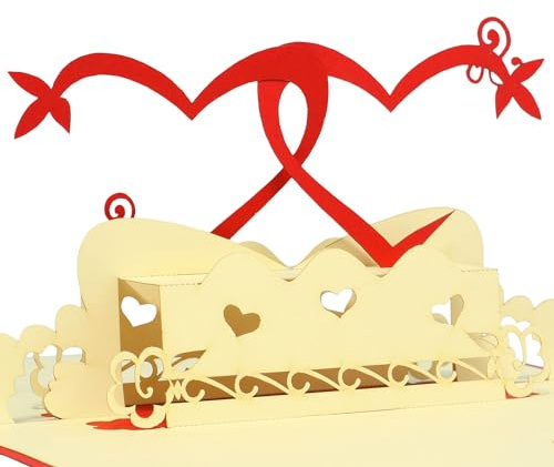 LINPopUp®, LIN17443, Pop-Up-Karte - Hochzeit-Valentinstag Liebe 3D Karte Hochzeitskarte Liebe Valentine Hochzeitseinladungen Herzpaar, N75