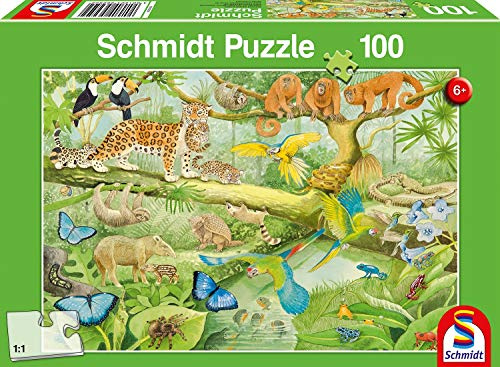 Schmidt Spiele Puzzle 56250 Tiere Im Regenwald, Kinderpuzzle, 100 Teile