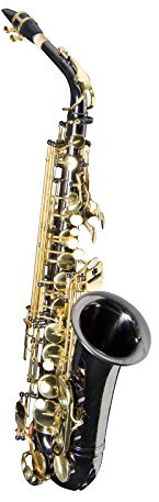 Monzani MZAS-333 Altsaxophon, Schwarz Lackiert, Messingkorpus, Inklusive Mundstück und Koffer, Rucksackvorrichtung, Gravur, Stimmung Eb, 2.62 kg, Ideal für Einsteiger und Zweitinstrument