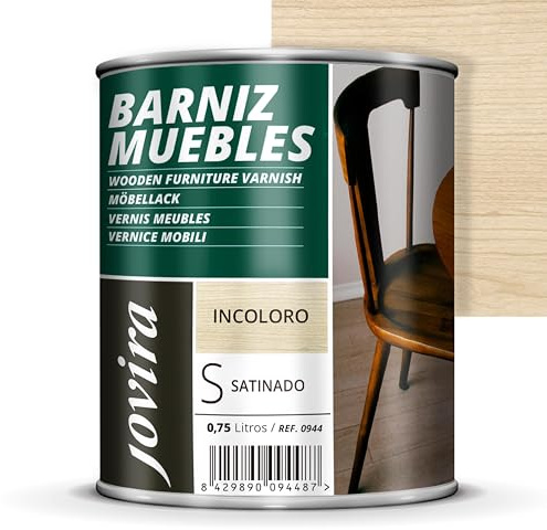 JOVIRA PINTURA Barniz Muebles, excepcional dureza y resistencia al rayado para todo tipo de maderas (750 Mililitros, Satinado)
