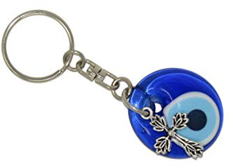 Jeannieparnell 211-3cm Lucky Evil Eye & Cross Charm Keyring Bag Hanger Handmade