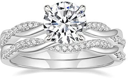 Mameloly 1.5ct Engagement Rings for Women Round Bridal Ring Sets Cubic Zirconia Wedding Band Twisting Infinity Pave Set Size 7