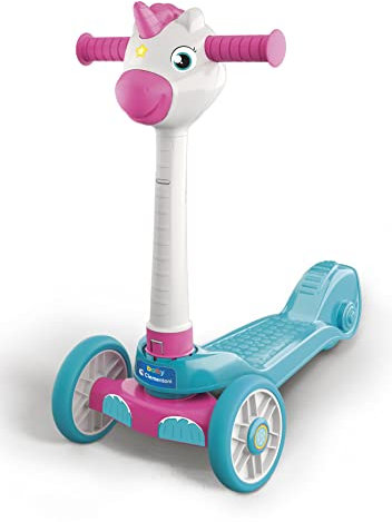 Clementoni - 17749 - Baby Unicorn Push Scooter, Monopattino Bambina 2 Anni con 3 Ruote, Gioco da Esterno ed Interno, Made in Italy, Taglia Unica