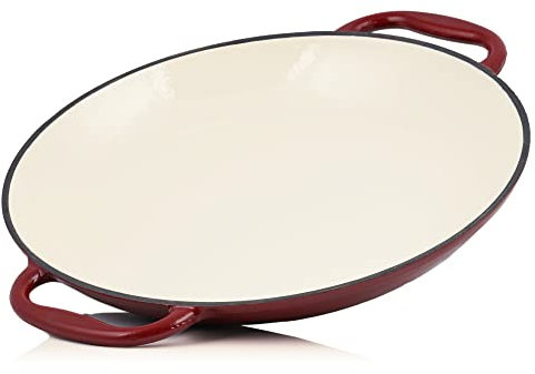 Mahlzeit Paella Pfanne emailliert | Ø 35 cm | Dark Cherry | Gusseisenpfanne mit zwei Griffen | Grill Pfanne, Paella Pfanne Grill, Paellapfanne Ofenfest, Pfanne für Gasgrill